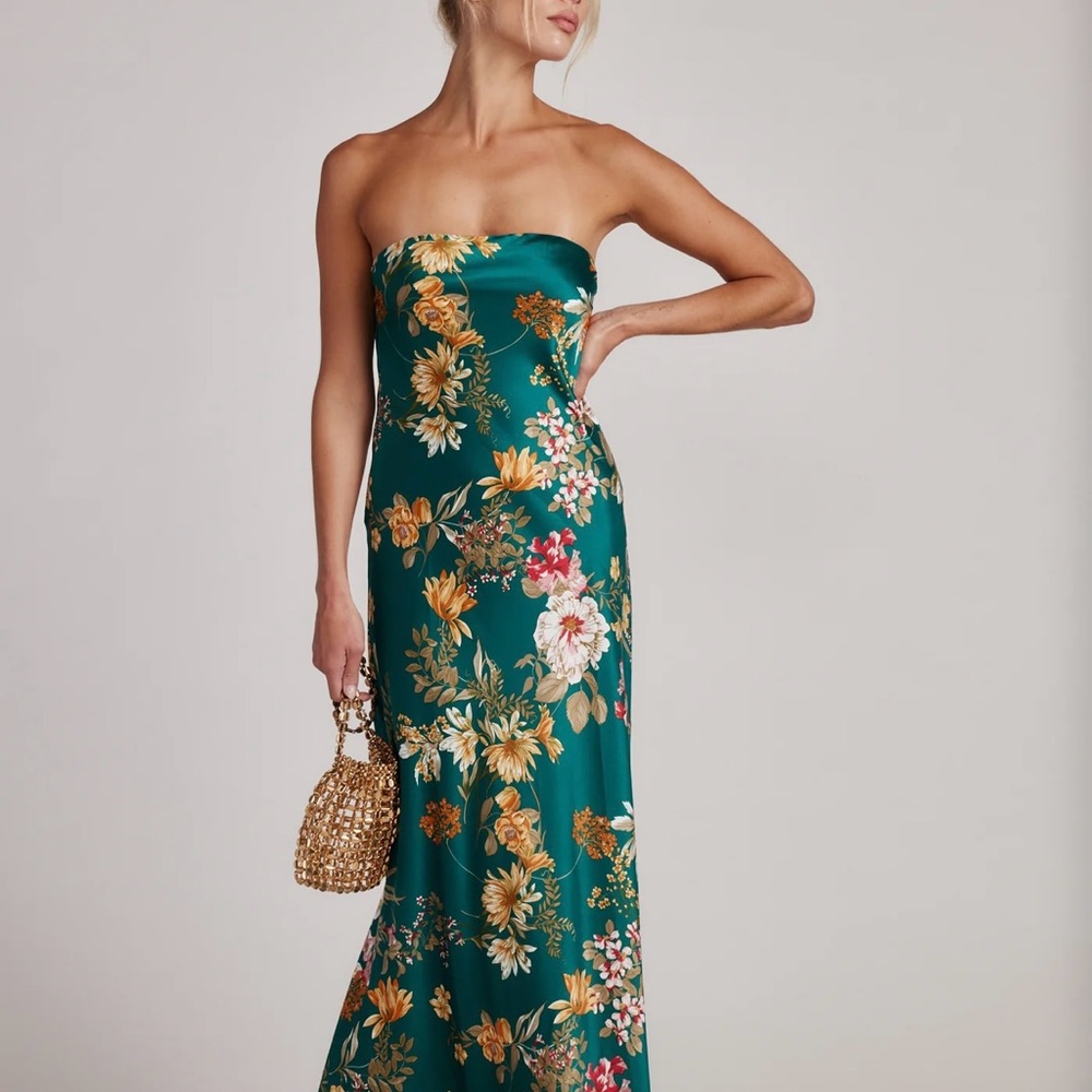 12th Tribe Green Strapless Gown for Weddings